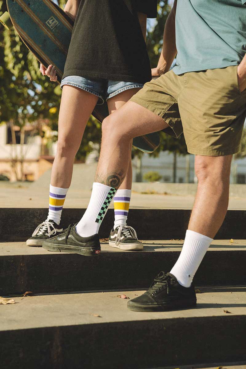 Calcetines Rayas Morado Amarillo